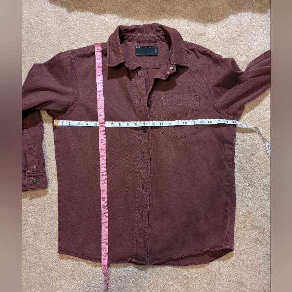 ASOS Denim Oversized Shacket Red Maroon Cotton Shirt Button Jacket - Picture 4 of 7